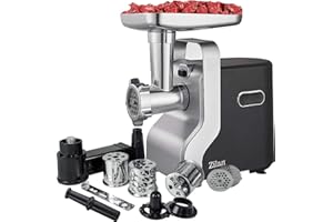 ZILAN Z ŞEKIL Meat Mincer 9-in-1 | 2100W | 3 Perforated Discs | Reverse Function | Sausage Attachment | Biscuit Attachment | Many Accessories | Meat Wolf | Chopper | Electric Sausage Machine | Sausage Filler
