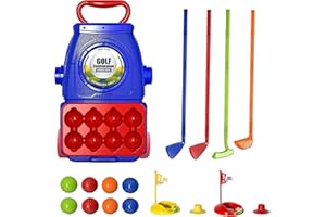 CEMIRK Kids Golf Set | Includes 4 Kids Golf Clubs, 8 Golf Balls, 2 Practice Holes & Golf Cart | Safe, Non-Toxic Material | Perfect for Toddlers & Children Ages 3-5