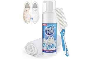 Jevvu Shoe Cleaner, 200ml Trainer Cleaner Foam for Removing Stains and Dirt, Shoe Cleaning Kit for White Shoes, Leather, Knit, Boots, Canvas, Fabric, Tennis, Suede