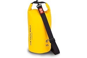 The Pack Wolf Company - Waterproof Dry Bag, Waterproof Backpack with Adjustable Shoulder Strap, Durable Dry Bag for Kayaking, Rafting, Boating and More, Waterproof Bags, 10L, Yellow/Navy