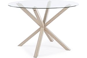 KONTE.DESIGN Tavolo MAY in vetro May Rotondo, gambe incrociate colore Naturale, Diametro 114 cm