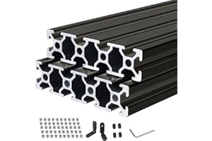 CNCMANS 2PCS 1000mm T Slot 2080 Aluminum Extrusion European Standard Anodized Linear Rail Aluminum Profile Extrusion for 3D Printer Parts and CNC DIY (Standard 6.2mm Length 1000mm Black)