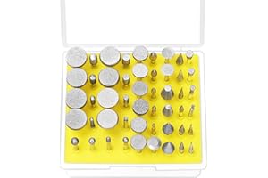 Tanstic 50Pcs Diamond Burr Set, 1/8 Inch Shank Diamond Coated Rotary Grinding Head Grinding Burrs Set, Stone Carving Set Diamond Burr Bits Diamond Carving Bits with Storage Box for Most Rotary Tool