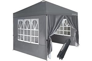 Origem Pop Up Gazebo with Sides 3m x 3m & 2.5m x 2.5m & 3m x 6m, One-Touch Assembly & Wheeled Storage Bag, 210D Oxford Fabric Heavy Duty Gazebo for Camping, BBQ, Outdoor Events, School, Family