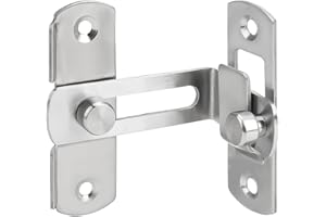 ZiYuya Cerradura de puerta corredera de granero de ángulo de 90 grados, hebilla de pestillo de acero inoxidable, tope de puerta de pantalla, gancho de bloqueo de ojo para jardín, baño, garaje,