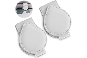simarro 2Pcs Glasses Holder for Car, Magnetic Leather Eyeglass Hanger Clip for Car Sun Visor Universal Car Visor Accessories Magnetic Glasses Mount Holder for Friends Family (Grey)