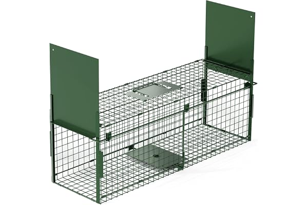 QianRuiDa Piège Fouine Cage 80 x 26 x 26 CM Piège Chats Métal Piège Réutilisable Pliable des Animaux pour Martres,Renards,Rats Piège d'animaux Cage avec 2 entrées - Vert