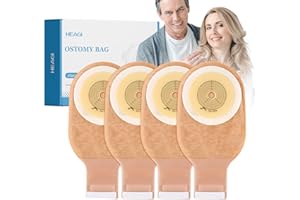 Heagimed One-Piece Colostomy Bags, 20pcs Drainable Pouch Ostomy Stoma Bags with Hook and Loop Closure for Ileostomy Stoma Care, Cut-to-Fit, Max 60mm