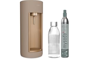 Mysoda Glassy - Machine à eau pétillante avec 1 bouteille en verre en un cylindre de CO2 - Latte (Beige)
