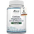 Calcium Magnesium Zink Hochdosiert - 365 Vegetarische Tabletten - 6 Monate - Kalzium Complex mit Vitamin D, Selen, Mangan, Bo