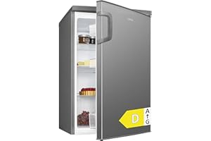 Bomann® Kühlschrank ohne Gefrierfach | Energieklasse D | 85cm | leise 39dB | 3 Ablagen | Türanschlag wechselbar | 133L | Kühlschrank klein mit Gemüsefach | Standardkühlschrank | VS 2195.1 inox