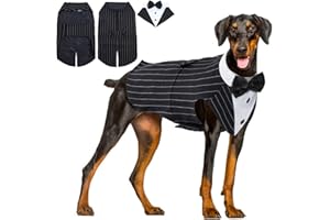 Hjyokuso Vestiti Per Cani, Abito Smoking Per Cani, Papillon Cane, Costume Cane Per Cani Di Taglia Piccola Media Grande, Vestito Natale CaneVestito Cane Per Compleanni Matrimoni e Halloween - (S-2XL)