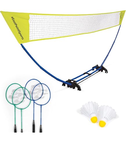 Kit Badminton Portable AKTIVE - Filet 295x160cm, 2 Raquettes, Volants, Mallette Transport