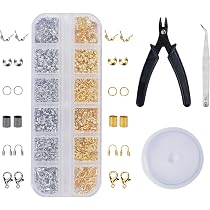 1400-teiliges Quetschperlen-Set In Silber – Mit Knotenabdeckungen & Klappperlen Für DIY-Schmuck