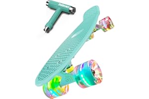D DELEVEN Deleven Monopatín 56cm con Ruedas LED, Herramienta de Skate y Rodamientos ABEC 7 - Skateboard para Niños Principiantes Adolescentes Adultos