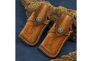 Gaine de Couteau Omesio pour la Ceinture, Gaine de Couteau de Poche à Pression en Cuir, 4~5" Tous Les Jours Portent Grand Porte-Couteau pour la Ceinture, Gaine de Cuir Brun EDC pour Couteau Pliant