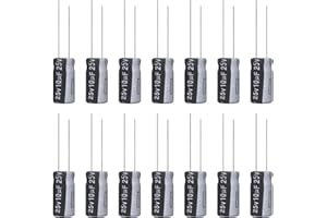 ALLECIN Kondensatory elektrolityczne 10uF 25V Aluminiowy kondensator elektrolityczny 10µF 25V 5x11MM Electrolytic Capacitor 10uF MFD 105°C (15 sztuk)