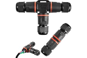 EAEVKPI 2 Pezzi Connettore Stagno,Connettori Elettrici Impermeabilie IP68, Outdoor | Gland Elettrici Esterni Manica Accoppiatore Cavo Ø 3-12mm/3 Core Scatola di Giunzione Impermeabile