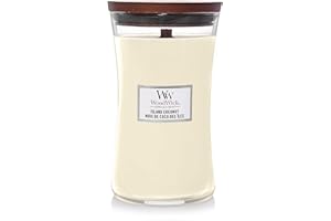 WoodWick candela grande profumata con stoppino scoppiettante | Island Coconut | Durata Fino a 130 Ore