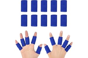 YOSOO HEALTH GEAR Manchons à Doigts, Protège-Doigt élastiques, 10 Pièces Manches de Soutien des Doigts, Manchons de Protection pour Doigts, pour Joueurs de Basketball de Volleyball(Bleu)