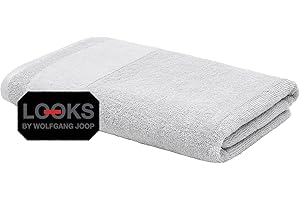 ‎LOOKS BY WOLFGANG JOOP LOOKS by Wolfgang Joop Duschtuch 70x140 cm – 100% Baumwolle Luxus Duschtücher mit Aufhänger & Logostick, Duschhandtuch hellgrau