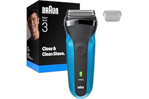 Braun Serie 3 Rasoio Elettrico Barba, Wet&Dry, Regolabarba Uomo, Rasoio Barba, 3 Lame Flessibili, Regolabarba Braun, Progettato in Germania, 310S, Blu