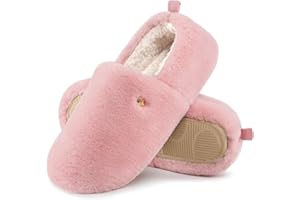 EverFoams Damskie kapcie z zamkniętymi plecami, puszysta, sztuczna wełna, miękkie, lekkie, antypoślizgowe buty domowe