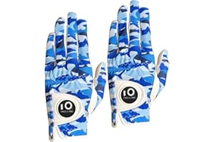FINGER TEN Guanto da Golf per Uomo Mano in Pelle 2 Pezzi Cabretta,2 Mano Sinistra o 2 Mano Destra con Ball Marker Guanti da Golf Weathersof Morbida Confortevole
