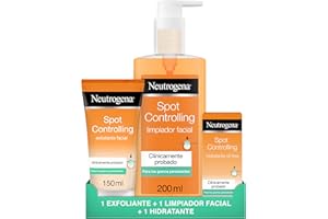 Neutrogena Visibly Clear Spot Controlling, rutina con ácido salicílico, contiene un gel limpiador facial (1x200 ml), un exfoliante facial (1x150 ml) y un hidratante facial (1x50 ml)