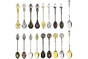 Chostky 18 piezas Cucharas de café retro, cucharas de aleación de cristal, cucharas de postre de vajilla creativa, cucharas de té talladas retro, cucharas de café, pastel de azúcar, sopa de helado