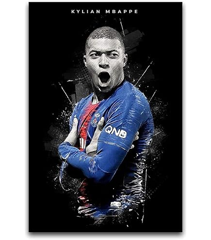 Poster Real Madrid Mbappé - 91,5 X 61 Cm - Papier Brillant Haute Qualité - Décoration Murale Fan Football - Envoi Roulé
