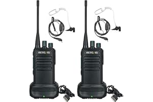 Retevis RB629 Two Way Radio, PMR446 Long Range Walkie Talkies rechargeable, Sturdy Walkie Talkie with Earphone, Wireless Clone Function, Emergency Alarm, VOX, for Security, Construction(2 Pcs,Black)