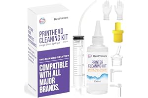 Best Printers Cleaning Kit for Epson, HP | Brother Inkjet Printhead Cleaning Kit | Inkjet Printer Head Cleaner | Printer Head Cleaning Kit with LARGE 20ml Syringe - 100ml Printer Cleaning Fluid