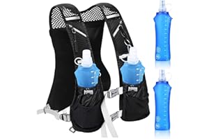 GTUZKHEU Gilet Hydratation Running avec 2 Soft Flask 500 ML, Réfléchissant Gilet d'hydratation de Course à Pied pour Femmes et Hommes, Sac à Dos réglable pour Course,pour Marathon Cyclisme,Randonnée, Running