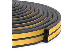 Inwee Taśma uszczelniająca do drzwi i okien, samoprzylepna taśma piankowa, uszczelka do drzwi, do okien, ochrona przed kolizjami/dźwiękoszczelna, wodoszczelna, pyłoszczelna (9mmx6mm total 5m) czarny