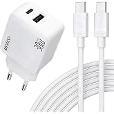 30W Fast Charging Charger for iPhone 17 16 15 iPad 10 Generation, USB C+A Charger - Adapter with 60W USB C Cable 1M