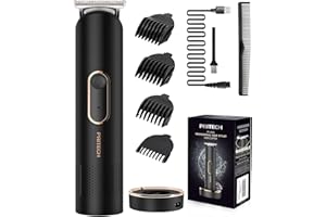 PRITECH Body Trimmer for Men, Beard Trimmer for Men, Rechargeable Mans Electric Razor, Cordless Hair Clippers, Waterproof Body Trimmer with Standing Recharge Dock(Black)