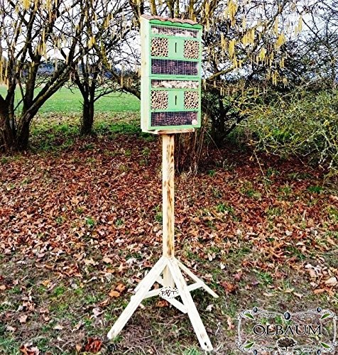 insektenhotel, mit Holzrinde-Naturdach, FDV-HOST-OS moosgrün grün natur nistkästen Schmetterlinge Bienen Marienkäfer als Ergänzung zum Meisen nistkästen Meisenkasten oder zum Vogelhaus Vogelfutterhaus Futterstation für Vögel Insektenhäuschen - insektenhotels, insektenhotel für ökologische biologische natürliche Blattlausbekämpfung, Marienkäferhaus-Marienkäfer-Marienkäferkasten-Schmetterlingshaus-Schmetterlinge,Gartendeko