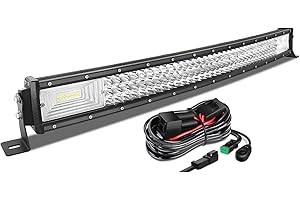 AUXTINGS 82cm 405W Barra LED Curvada Offroad Barra de luz LED con cableado DT 12V 24V Combo Beam Spot y Flood LED Luces de Trabajo para Tractor Coche Camión Barco 4x4 ATV,Impermeable