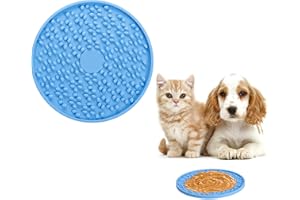 Uktunu Hunde-Leckmatte Futter-Schleckmatte Leck-Pad Slow Feeder mit Starkem Saugnapf Natürlich zum Hunde Katzen Baden Ablenkungsspielzeug Ungiftig Geruchslos Silikon ø15cm (Blau 1 Stück)