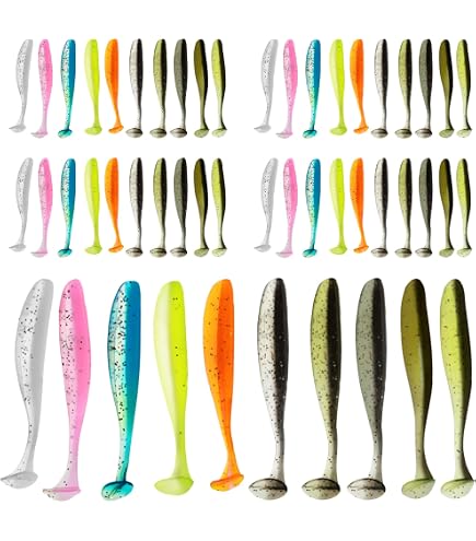 LURESMEOW 50-Piece Paddle Tail Swimbait Kit - Soft Plastic Fishing Lures For Bass, Trout, Saltwater - View #7