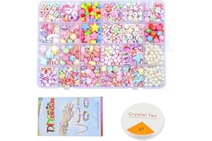 LbsAMP Juego de Cuentas para Niños 450 Piezas Cuentas de Bricolaje para Pulseras (23 Formas Diferentes de Accesorios) Kit de Fabricación Pulseras para Hacer Regalos de Cumpleaños para Niñas