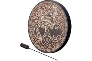 Fowybe Schamanische Trommel, Vegane Schamanentrommel mit Trommelstock, Handgefertigtes sibirisches Trommelklang-Heilwerkzeug, Symbol der spirituellen Musik der sibirischen Trommel
