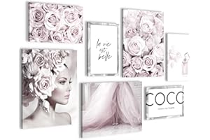 NOVART Set Cuadros Decorativos - COMPLETAMENTE LISTO PARA COLGAR - Imágenes - Moda De Coco - 7 Partes - N000771a