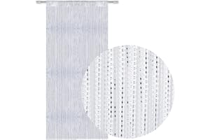 Bestlivings zasłona sznurkowa na drzwi zasłona nitkowa, metaliczny wygląd, z otworem na karnisz, modna i piękna, 90 x 250 cm, kolor biały – śnieżnobiały