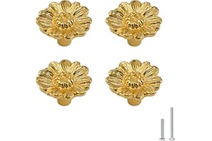 MOROBOR Manopole in lega di zinco Little Daisy Pomelli per armadio a forma di fiore per armadietto, cassettiera, cassetto, cassetto, maniglia a foro singolo, 4 pezzi