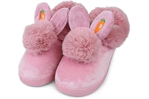 IONOKO Chaussons Fille Lapin Mignon Épaississement en Peluche Chaud Intérieur Doux Pantoufles Antidérapant Accueil Slippers