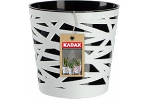 KADAX Maceta, macetero, maceta redonda de plástico, maceta para flores, plantas, balcón, maceta para interiores, maceta ligera, maceta moderna (19 cm, negro)