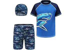Happy Cherry Boys Swim Set Swimwear for Kids Trunks Shorts Sun Protection Rash Guard Bathing Suit