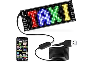 Qnoavve Mini LED Car Sign, 6.7"x2.8" Flexible LED Matrix Panel USB 5V Bluetooth Application Control DIY Programmable Scrolling Led Sign for Car Party Wedding Festival